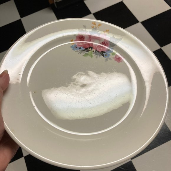 Vintage Dinner Plates (2) 9 Inches with Pink & Blue Flowers / Roses - Picture 14 of 16